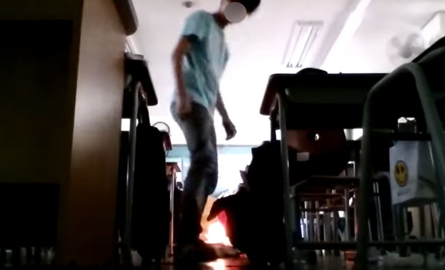 



'충격' 지난 2일 15살 이 모 군은 서울 목동에 있는 한 학교 교실에서 부탄가스를 이용해 폭발사고를 일으켰다. /해당 영상 갈무리