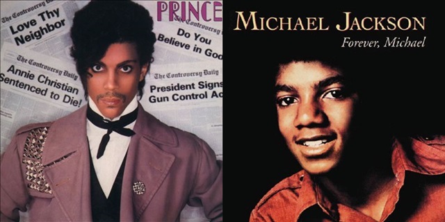 이제는 별이 된 '팝의 거장' 두 사람. 프린스와 마이클 잭슨은 1980년부터 선의의 경쟁을 하며 팝 시장을 끌었다. /프린스 '콘트로버시', 마이클 잭슨 '포에버, 마이클' 앨범 커버