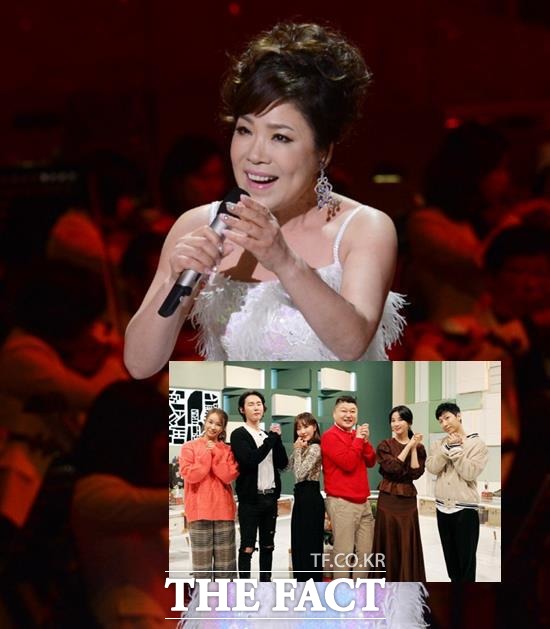 tvn '싱글 황혼의 청춘찾기-아모르 파티'(10시40분)는 김연자의 히트곡 '아모르 파티'를 모티브로 오는 9일 첫 방송(아래 작은 사진)을 앞두고 있다. /tvn '아모르 파티' , KBS '가요무대' 