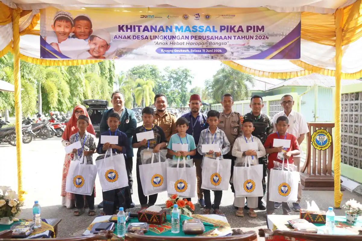 PT Pupuk Iskandar Muda (PIM) menggelar sunatan massal untuk 60 anak yang berasal dari lingkungan sekitar perusahaan, Selasa, 11 Juni 2024. Foto: Humas PIM
