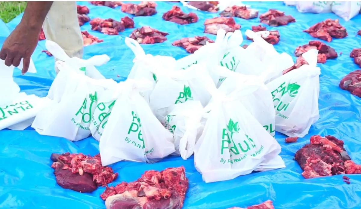 PT PLN Nusantara Power UP Arun Distribusikan Hewan dan Daging Qurban dalam Rangka Hari Raya Idul Adha 1445 H. Foto: Istimewa