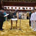 Pj Gubernur Aceh Bustami Hamzah melantik dua Pj Bupati dan satu Pj Wali Kota di Anjong Mon Mata. Foto: Humas Pemerintah Aceh