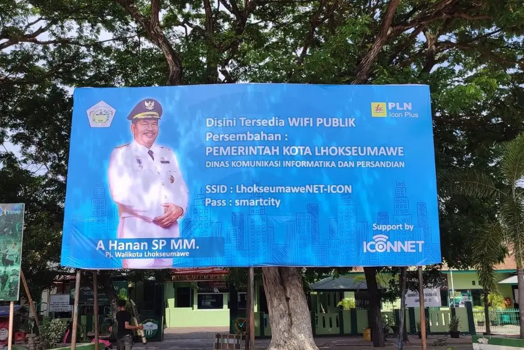 Banner WiFi gratis Pemko Lhokseumawe. Foto: Instagram @prokopimlhokseumawe