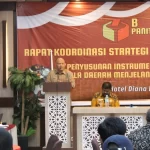 Koordinator Divisi P2H Panwaslih Aceh, Muhammad AH di rapat koordinasi strategi pencegahan pelanggaran pemilihan, di Hotel Diana Lhokseumawe, Rabu, 31 Juli 2024. Foto: Istimewa