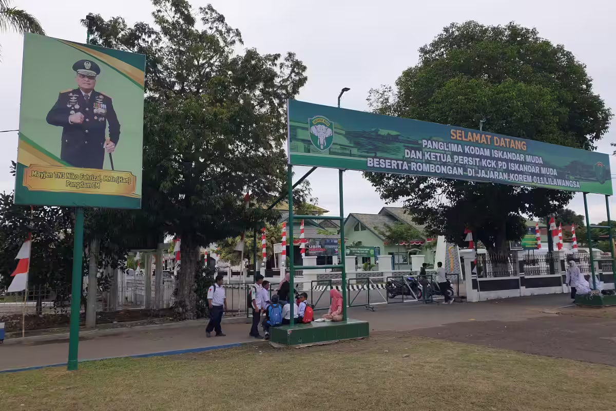 Baliho penyambutan Pangdam IM di Lhokseumawe. Foto: Istimewa