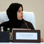 Menteri Negara Qatar untuk Kerja Sama Internasional, Lolwah Al-Khater, berbicara dalam Dialog Strategis Tingkat Tinggi pertama antara Kantor Koordinasi Urusan Kemanusiaan Perserikatan Bangsa-Bangsa (OCHA) dan Qatar di Doha, pada 19 Mei 2024. Foto: Getty Images
