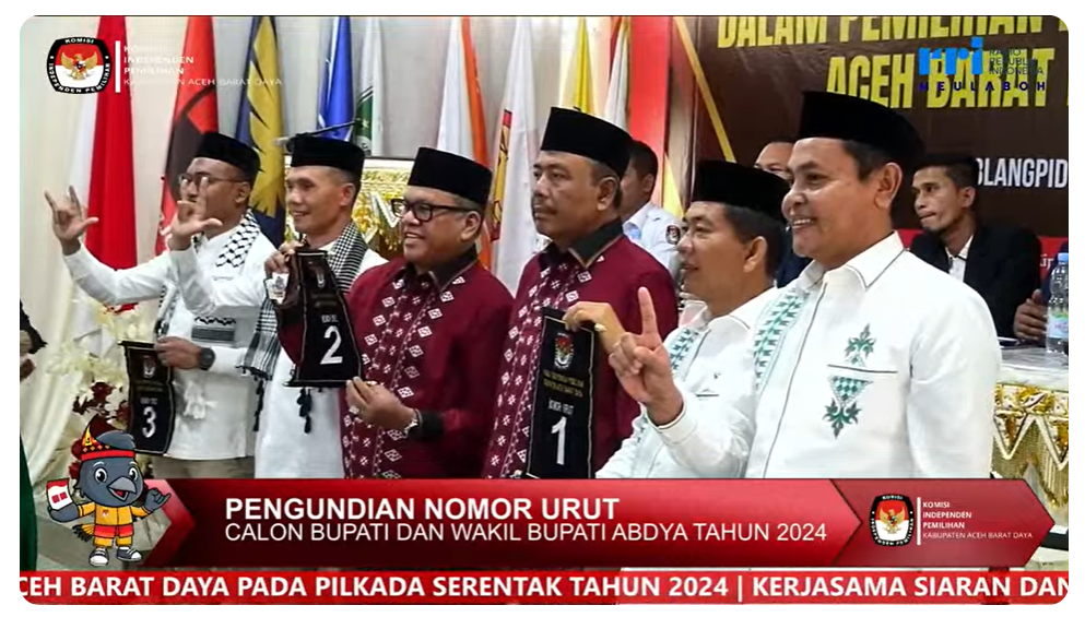 Nomor urut Paslon Bupati Wabup Abdya 2024