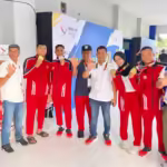 Atlet Kurash Aceh peraih emas Inayah Adilla Juwita, M Dimas Pratama, Muhammad Saif Ritonga, dan Tomi Saputra bersama pelatih dan ofisial. Foto: Herlinurdiansyah/Humas KONI Aceh