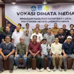 Para peserta dan pemateri acara Vokasi di Mata Media, di Hotel Diana Lhokseumawe, Selasa, 24 September 2024. Foto for Line1.News