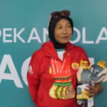 Atlet Papua Sarmunah dengan empat medali di cabor menembak. Foto: MC PON/Imamatunnisa Farha