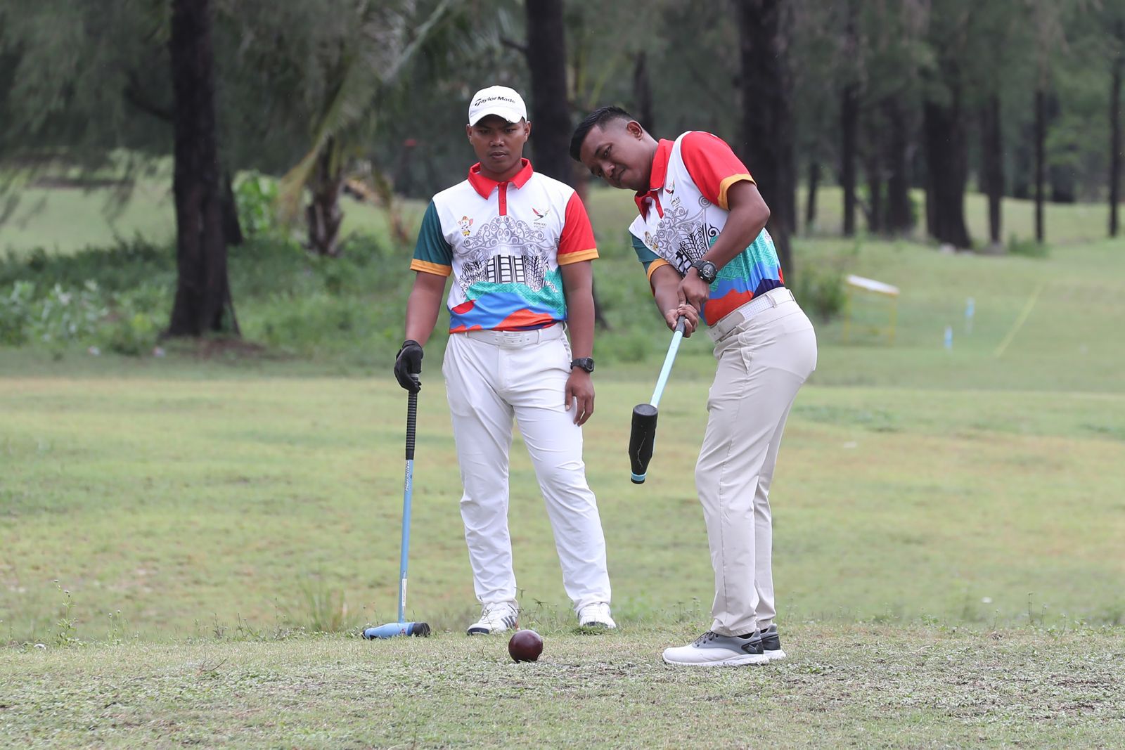 Tim Woodball Aceh kategori fairway putra saat bertanding. Foto: Humas Pertandingan Woodball