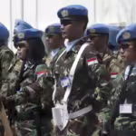 Para prajurit TNI yang tergabung di UNIFIL saat upacara di Markas Besar Misi Perdamaian di Naqoura untuk merayakan 36 tahun kehadiran misi perdamaian PBB di Lebanon Selatan, 19 Maret 2014. Foto: Dok UNIFIL