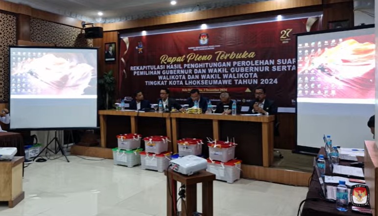 Rapat pleno rekapitulasi suara KIP Lhokseumawe