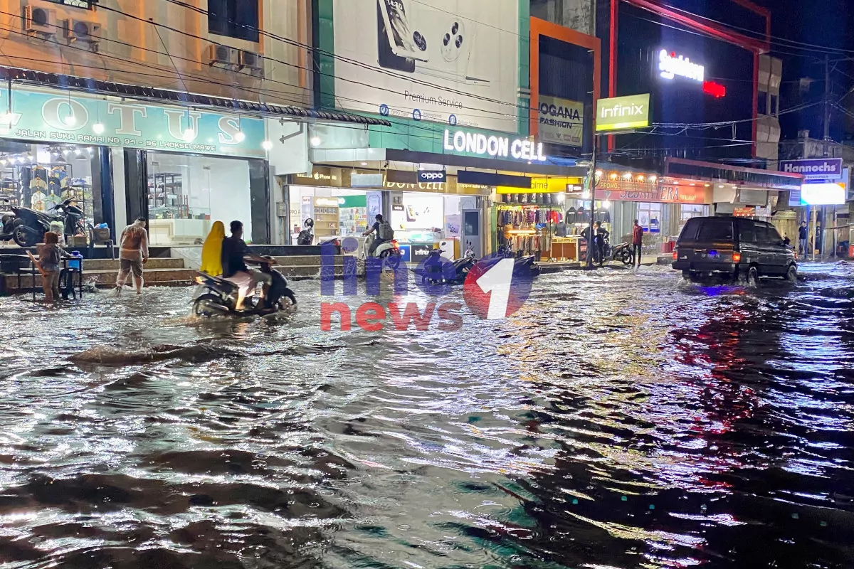 banjir pusat kota lhokseumawe line1news fajar6