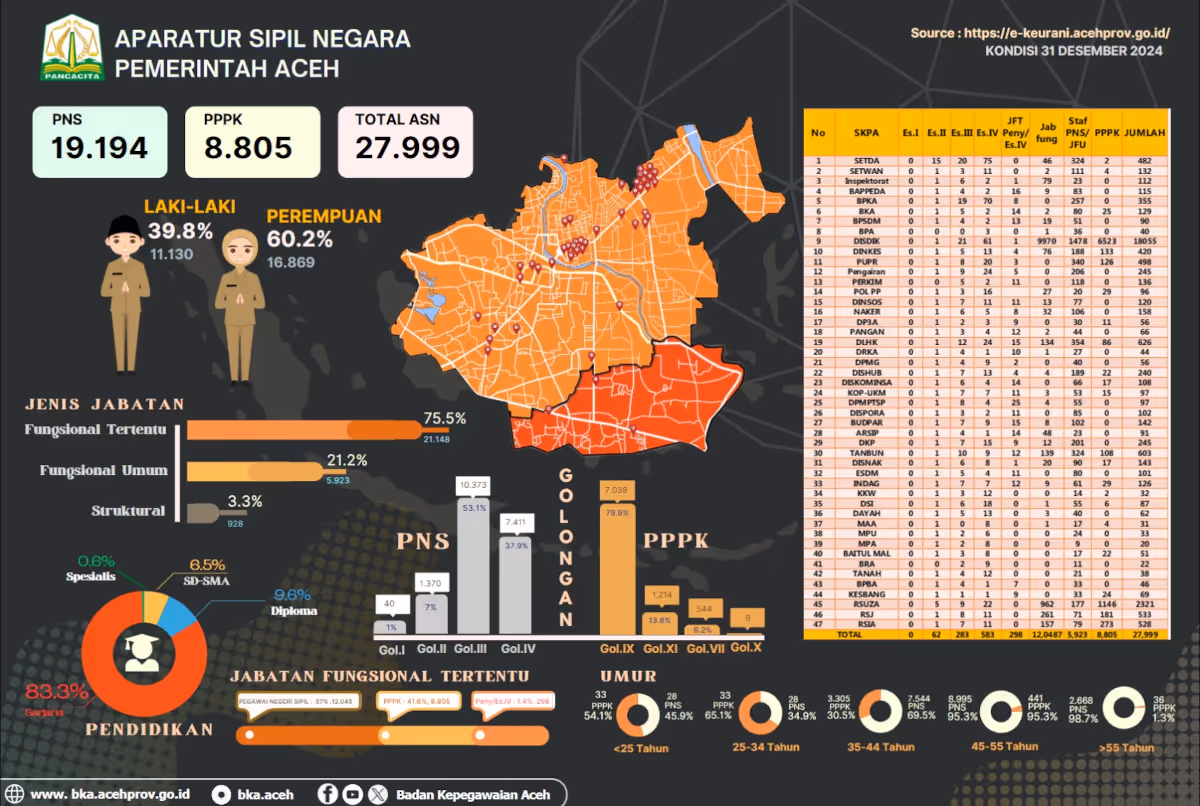 Komposisi ASN Pemerintah Aceh Komposisi ASN Pemerintah Aceh