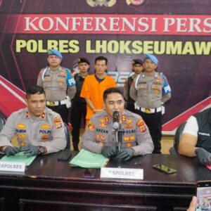 Konferensi Pers di Mapolres Lhokseumawe