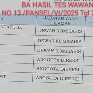 Calon Komisaris dan Direksi PTPL lulus wawancara