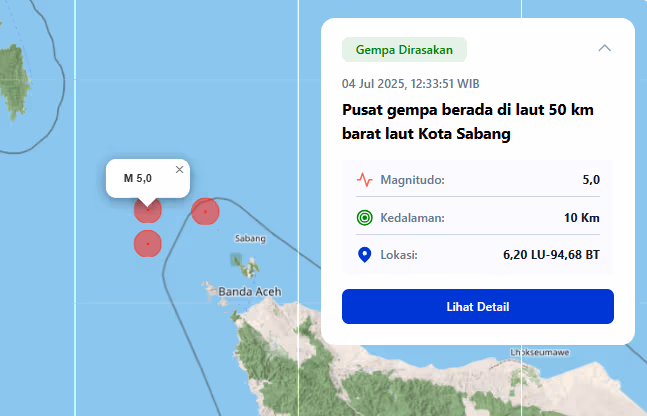 Gempa 5,0 Sabang