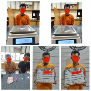 Kedua pelaku pengedar sabu yang ditangkap petugas Polrestabes Medan, Kamis (31/7/2025). Foto: Istimewa