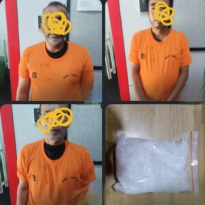 Tiga tersangka pengedar narkotika jenis sabu ditangkap petugas Polrestabes Medan, Selasa (15/7/2025). Foto: Istimewa