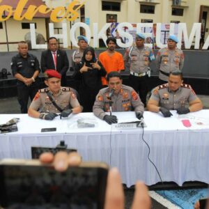 Kapolres Ahzan konpres kasus penembakan warga Alue Lim