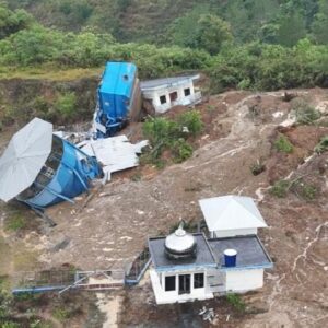 Penampakan fasilitas PDAM Tirta Tawar yang dihantam longsor dan banjir