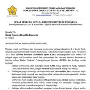 Surat terbuka Dewan Profesor USK kepada Presiden