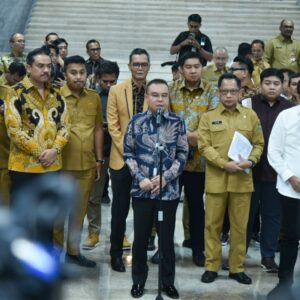 Wakil Ketua DPR Sufmi Dasco usai pimpin Rakor Satgas Pemulihan Pascabencana