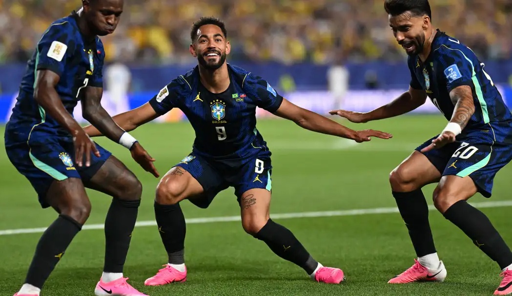 Selebrasi pemain Timnas Brasil usai cetak gol lawan Haiti