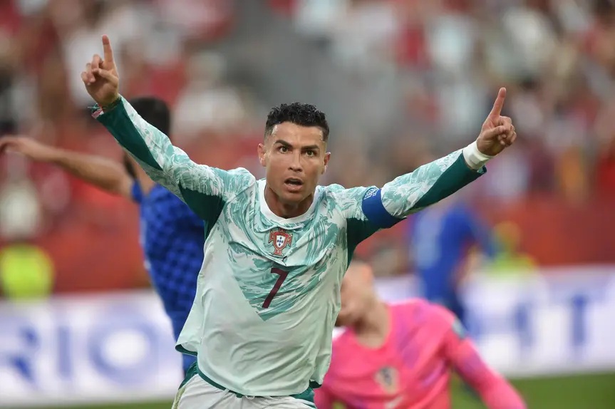 Selebrasi Ronaldo usai cetak gol ke gawang Kroasia