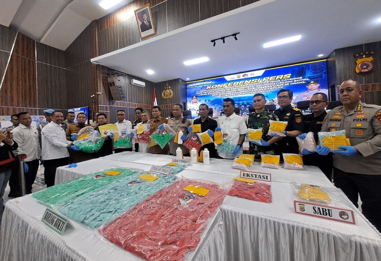 Barang bukti hasil pengungkapan narkotika wilayah Aceh