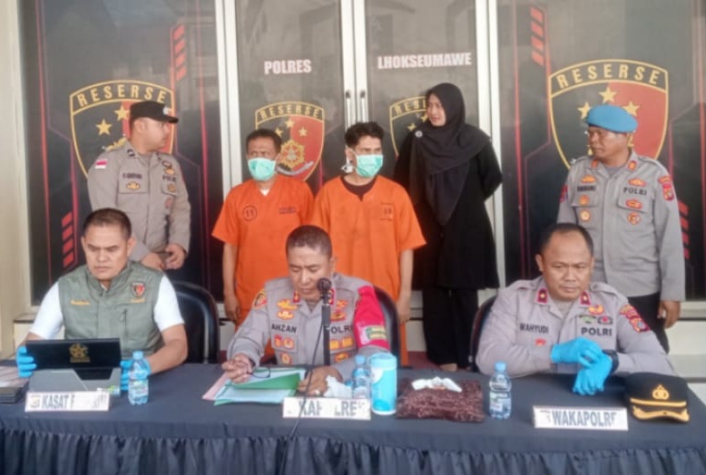 Kapolres Lhokseumawe konferensi pers kasus penculikan terkait utang