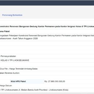 SPSE Inaproc Tender Proyek Renovasi Bekas Kantor Imigrasi Punteuet