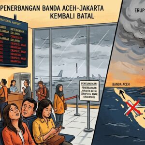 Ilustrasi Bandara SIM pembatalan penerbangan erupsi gunung