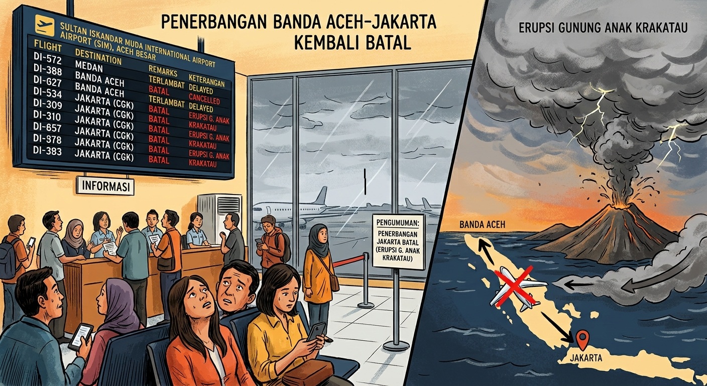 Ilustrasi Bandara SIM pembatalan penerbangan erupsi gunung